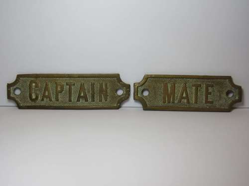 Boat's Captain and Mate solid brass door plaques