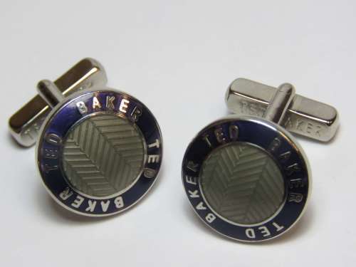 Pair of Ted Baker purple and grey enamel cufflinks