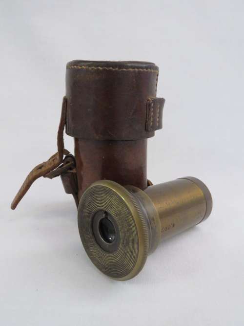 W.Ottway & Co Ltd Low viewing lens for military three drawer leather covered brass spotting scope