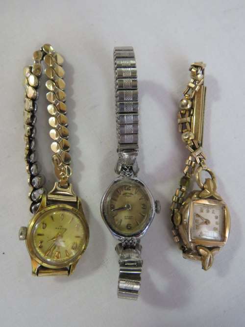 Lot of 3 vintage ladies mechanical watches- Working - Invicta, Rotary, Buren