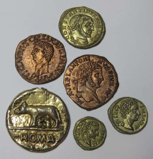Lot of 6 Roman token coins - Italian