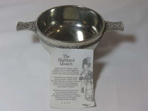 Vintage Scottish Piper pewter "The Highland Quaich" drinking bowl