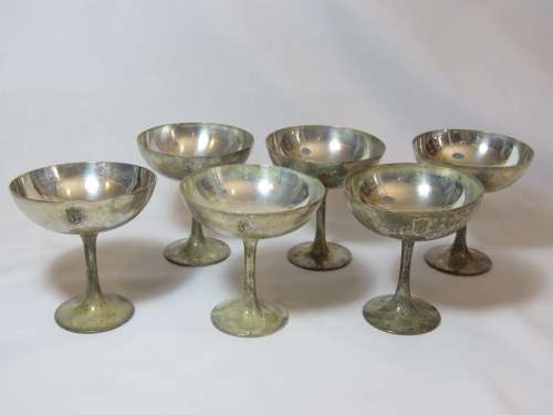 Set of 6 vintage silver plated wine glasses