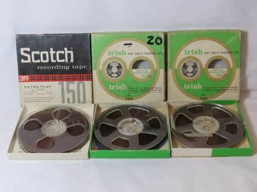 Lot of 3 recording tapes - 2X "Irish 724" and "scotch extra plug"