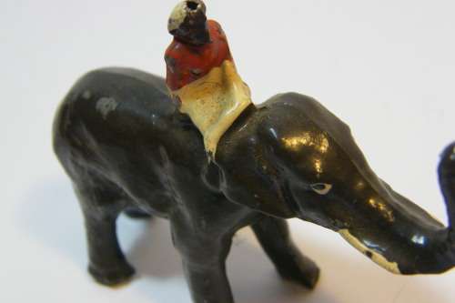 Vintage lead elephant with mahout