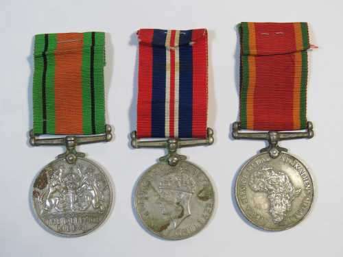 Set of 3 WW2 medals issued to M26981 A.Wards - War medal, Defence medal, Africa service medal