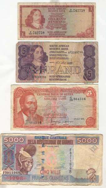 Lot of 14 old Africa banknotes