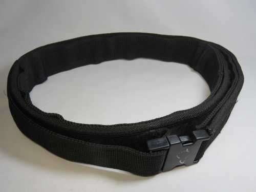 Military style black tactical belt with velcro and clip