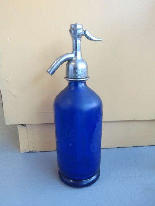 Vintage blue glass soda dispencer