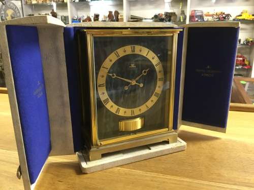 Vintage Jaeger Le Coultre Embassy Green faux marble Atmos clock - working
