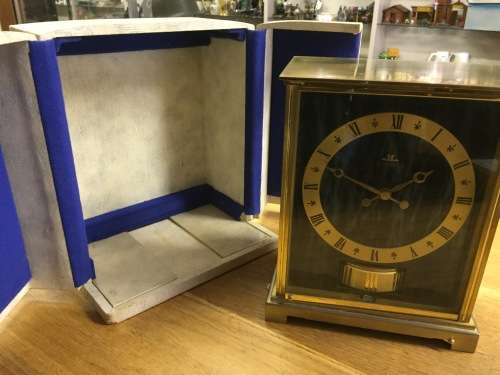Vintage Jaeger Le Coultre Embassy Green faux marble Atmos clock - working