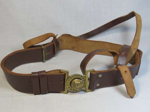 British officer leather sword belt with Lion's head buckle