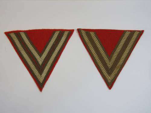 Pair of SADF Corporal rank stripes cloth badges