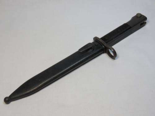 Uzi submachine gun bayonet with sheath - Unusual handle