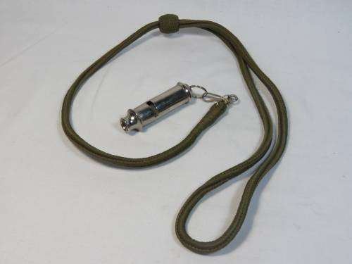 Military drill sergeant whistle with lanyard