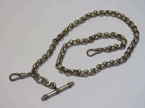 Sterling silver pocketwatch fob chain - Weighs 49.8g - 44cm