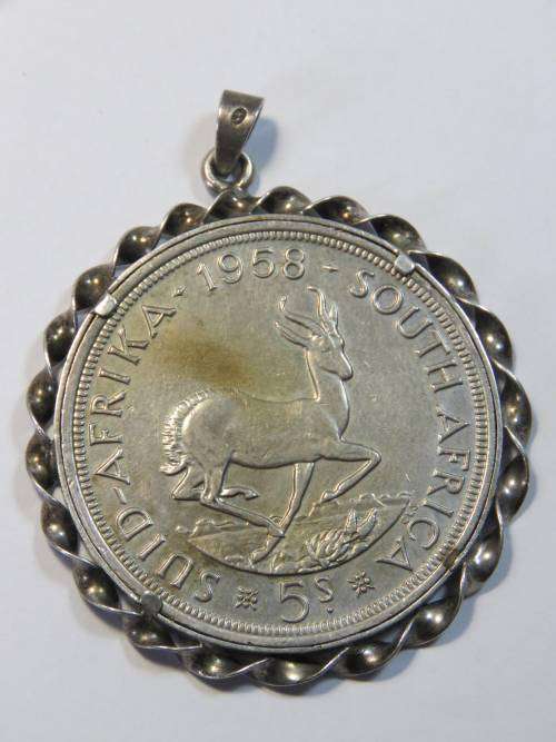 1958 South Africa crown set in silver surround - FINAL CLEARANCE SALE