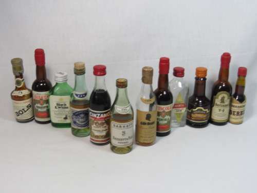 Lot of 12 vintage miniature liquor bottles