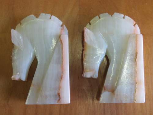 Pair of Alabaster horses bookends