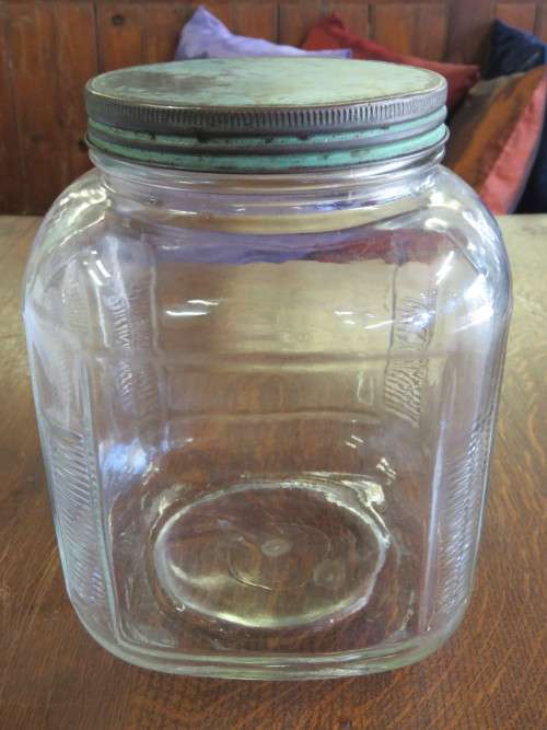 Vintage Butter churn glass jar with lid
