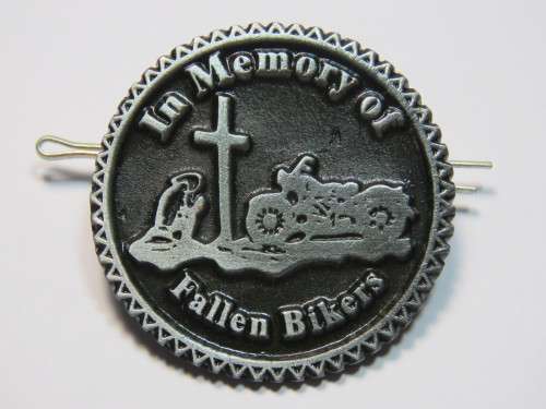 In memory of fallen biker badge