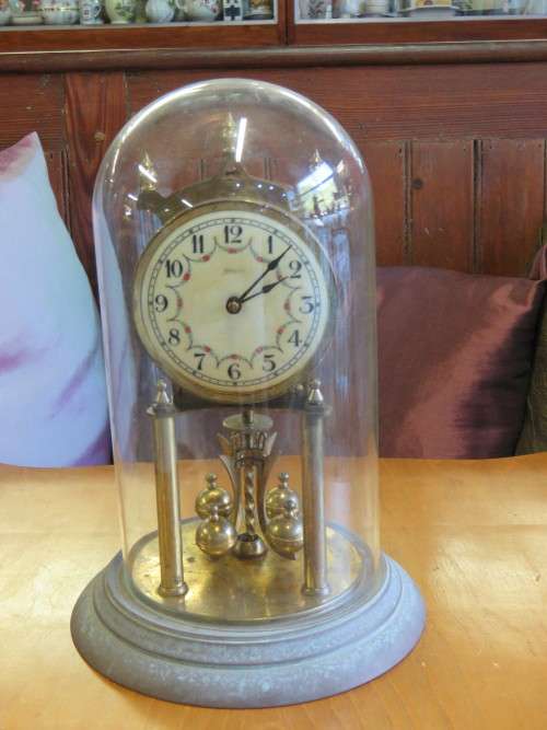 Vintage 400 day anniversary dome clock with glass dome - Working