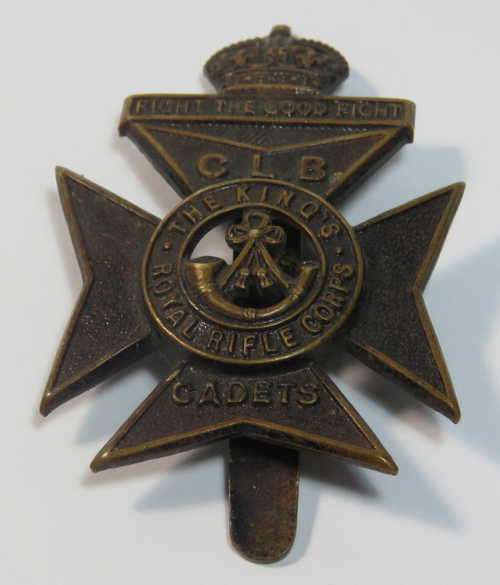 The Kings Royal Rifle Corps Church Lads Brigade Cadets cap badge