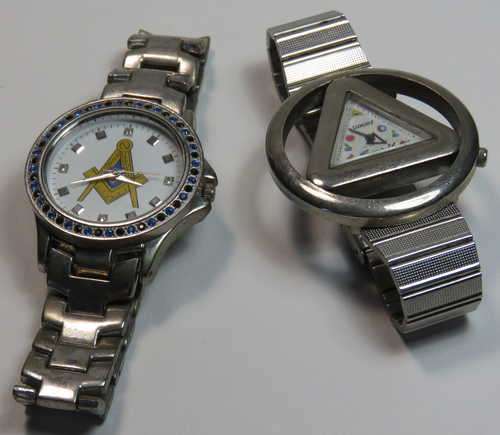 Masonic Free-Mason mens quartz watch - Working - Including Masonic triangle watch - Not working