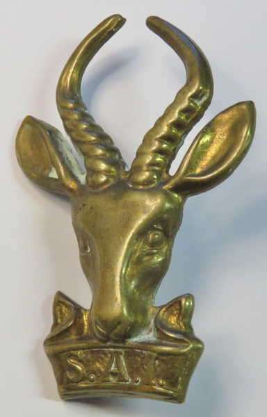 SA Infantry Bokkop brass cap badge