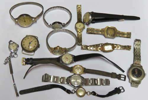 Lot of 14 vintage ladies mechanical watches for spares - Not working