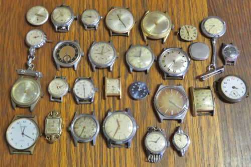Lot of 27 vintage mechanical watches for spares - Not working
