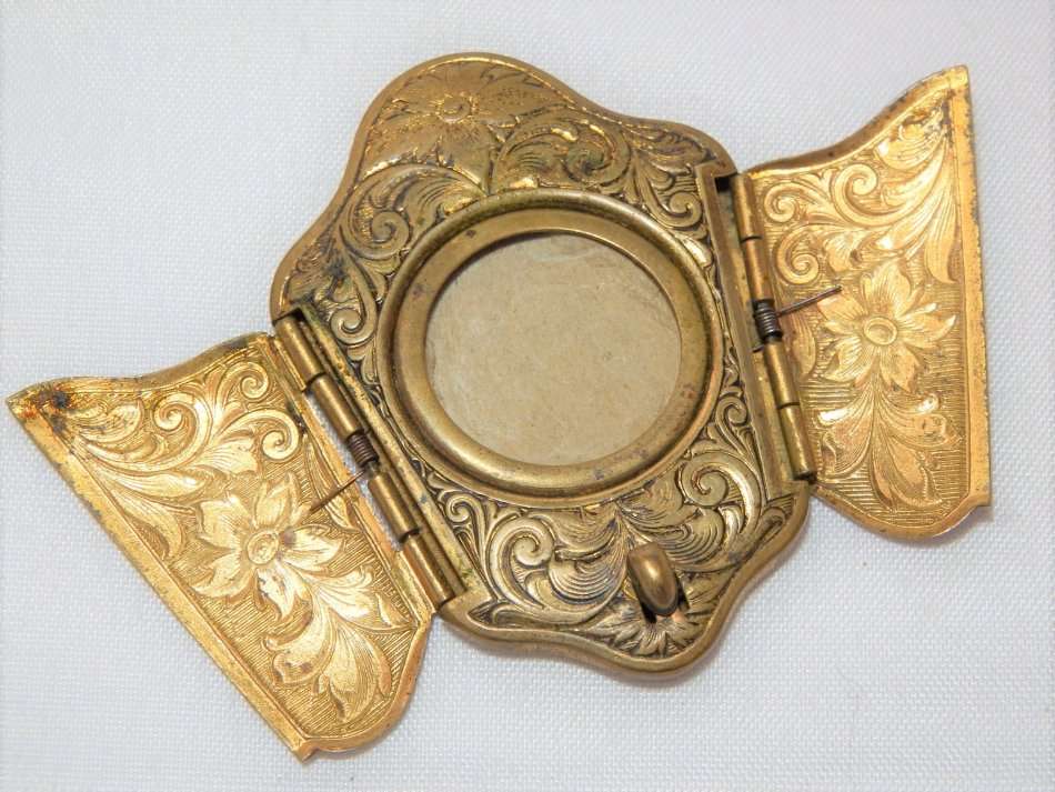 Antique brass photo holder