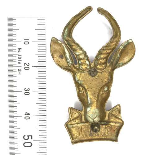 SA Infantry bokkop cap badge - one pin missing