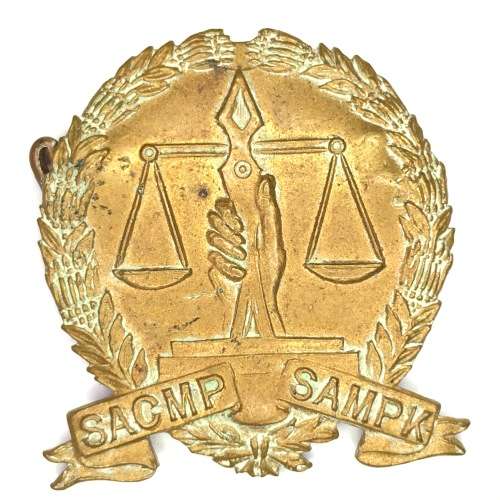 SA Corps of Military police cap badge - lugs bended