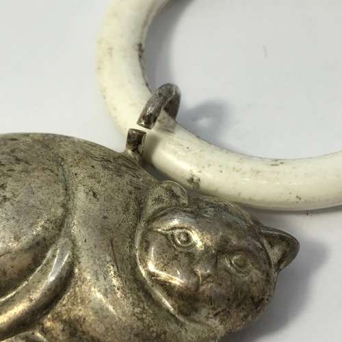 Antique silver baby rattle