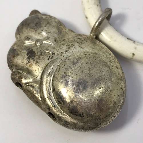 Antique silver baby rattle