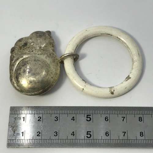Antique silver baby rattle