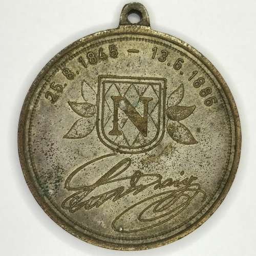 Ludwig II Koenig van Bayern 1845-1885 commemorative medallion