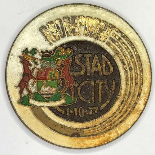 Roodepoort 1 October 1977 city status commemorative medallion