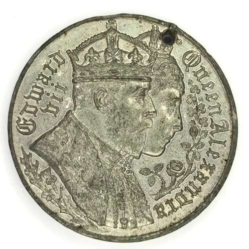 1902 Kind Edward 7 and Queen Alexandria coronation medallion - no ribbon
