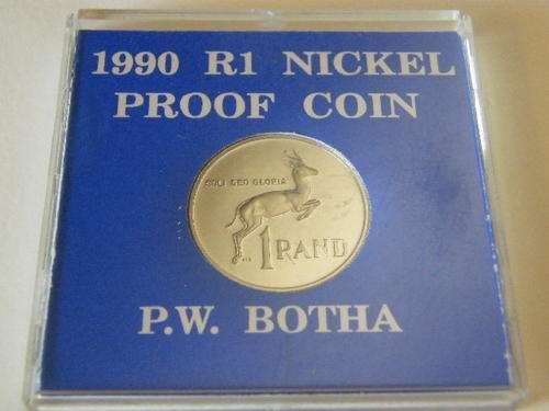 1990 RSA P.W. Botha R1 Nickel proof coin ****@ Crazy R1 Start****