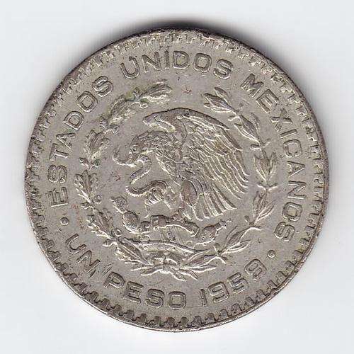 Large 1959 Mexico Un Peso partly silver coin ***@ Crazy R1 Start***