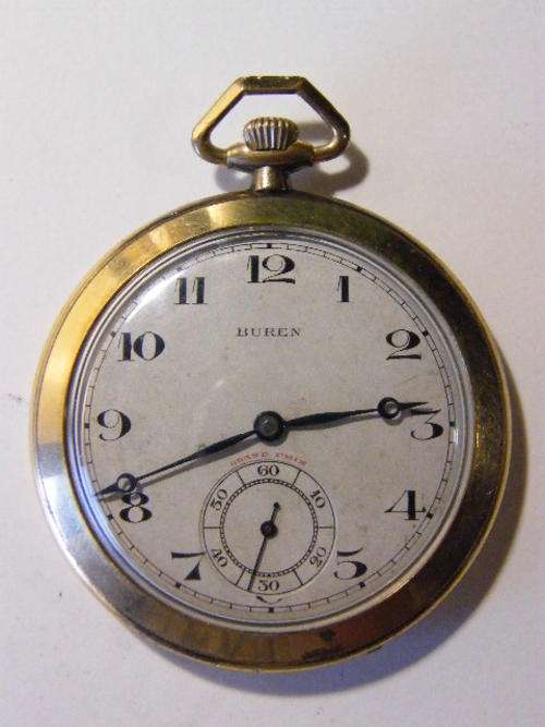 Buren Grand Prix gold plated pocketwatch with calibre 30 movement, working