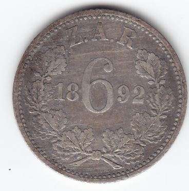 1892 ZAR sixpence as per scan