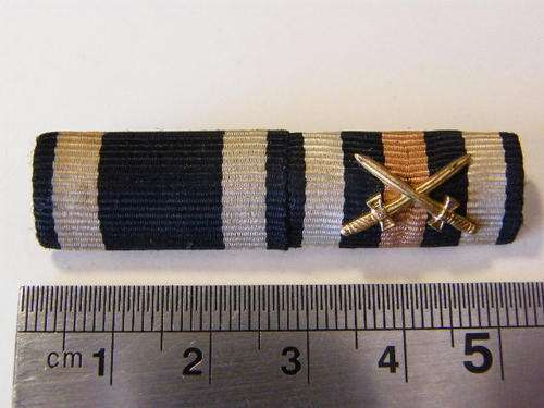 German military ribbon bar with Iron Cross and Cross of Honour with swords ribbons