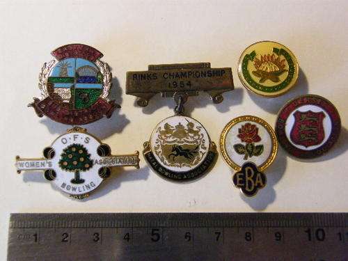 Lot of 6 Bowling association badges