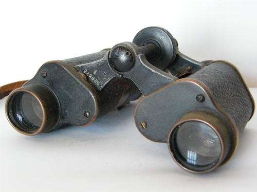 Pair of German military binoculars by CP Goerz - Berlin - with case, one eyepiece chipped