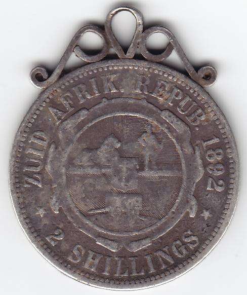 Silver 1892 Kruger 2 Shilling pendant as per scan
