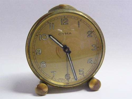 Vintage Cyma Bedside Alarm Clock - Does not wind op - needs a service - as per photo