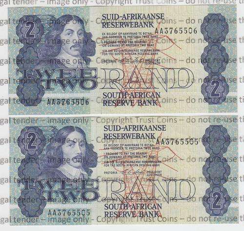 Pair of Uncirculated R2 notes with consecutive numbers - @ CRAZY R1 start